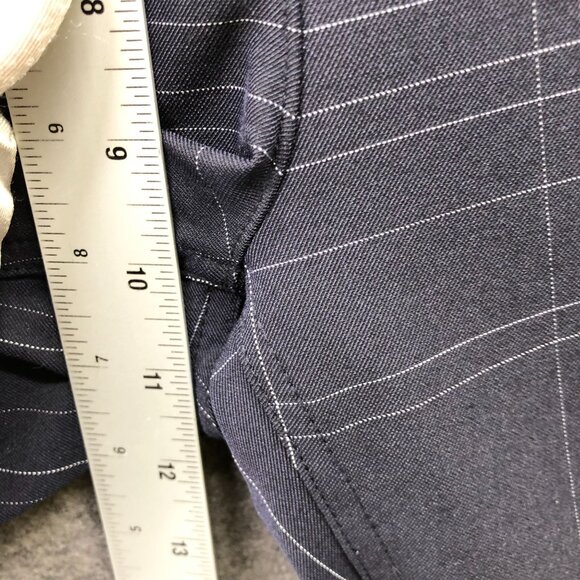 Theory Treeca 5 Pocket Dover Tech Pants Womens 4 Navy Blue Grid Plaid Ankle - Picture 7 of 10